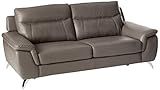 Cortesi Home Chicago Genuine Leather Sofa, Grey | Amazon (US)