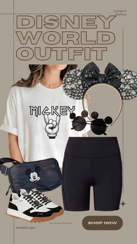 Rocker Mickey Mouse outfit for Disney

Heavy metal rock and roll Mickey Mouse shirt
Pocket bike shorts
Mickey Mouse belt bag
Metallic Rhinestone Mickey Mouse ears
Neutral tones sneakers
Mickey Mouse sunglasses 

#LTKFindsUnder100 #LTKSaleAlert #LTKTravel