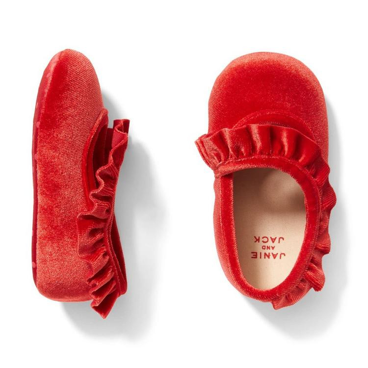 Velvet Ruffle Crib Shoe | Janie and Jack