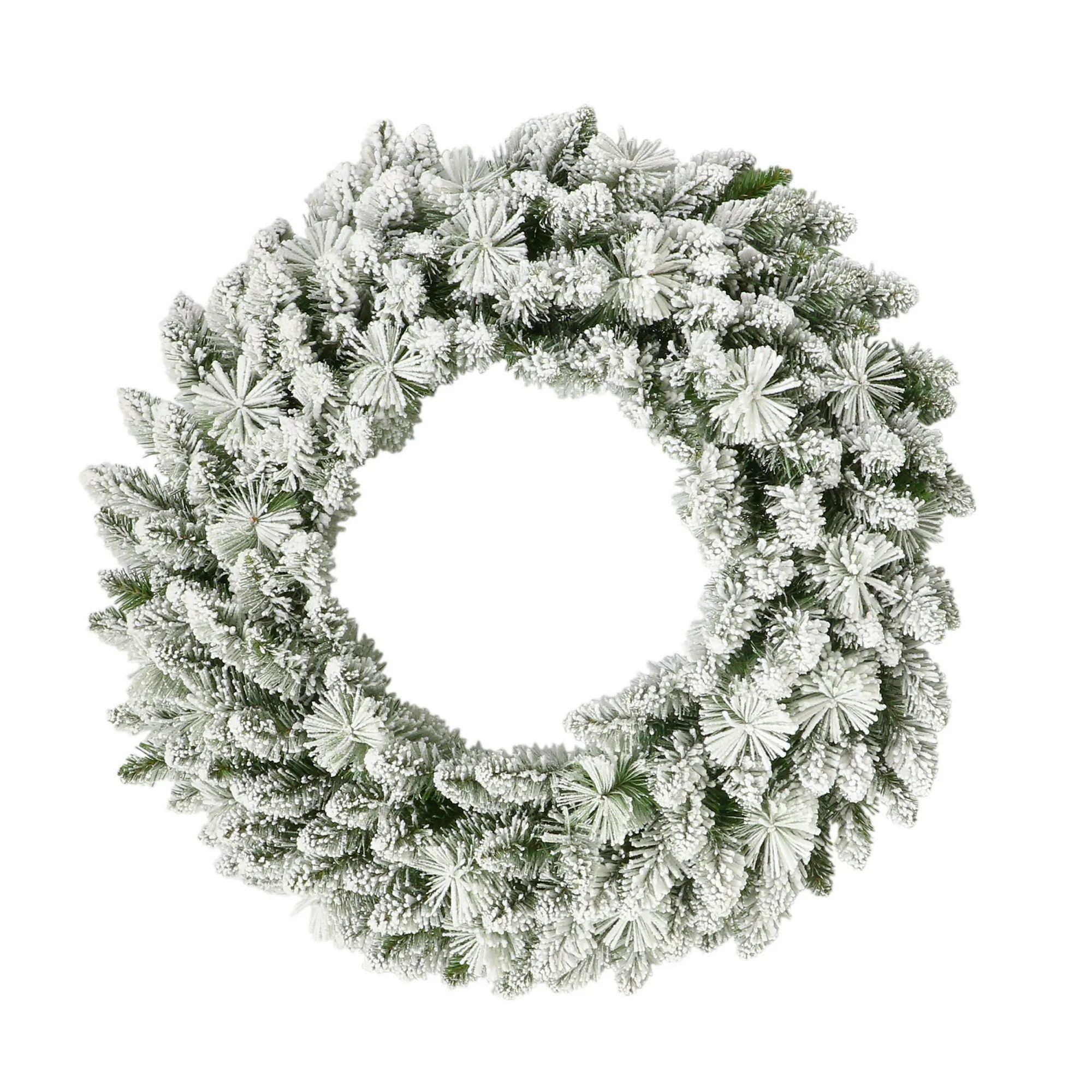 Holiday Time Un-Lit Winter Flocked Wreath, Green, 30" | Walmart (US)