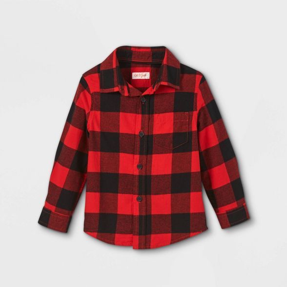 Toddler Boys' Flannel Long Sleeve Button-Down Shirt - Cat & Jack™ | Target