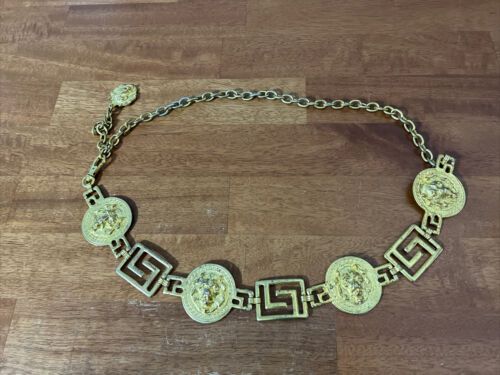 Gold tone Metal Lion Face Vintage Women’s Chain Belt See Measurements In Photos  | eBay | eBay US