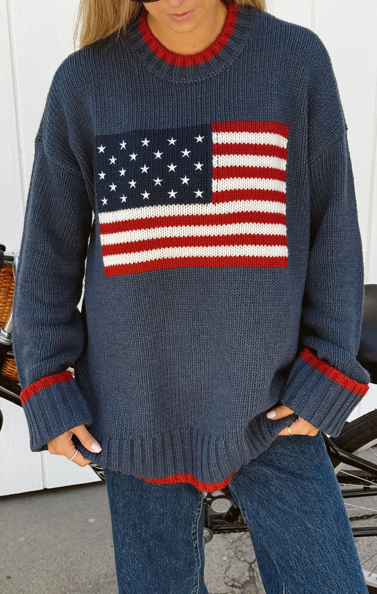 Fireside Sweater ~ American Flag Navy Knit | Show Me Your Mumu