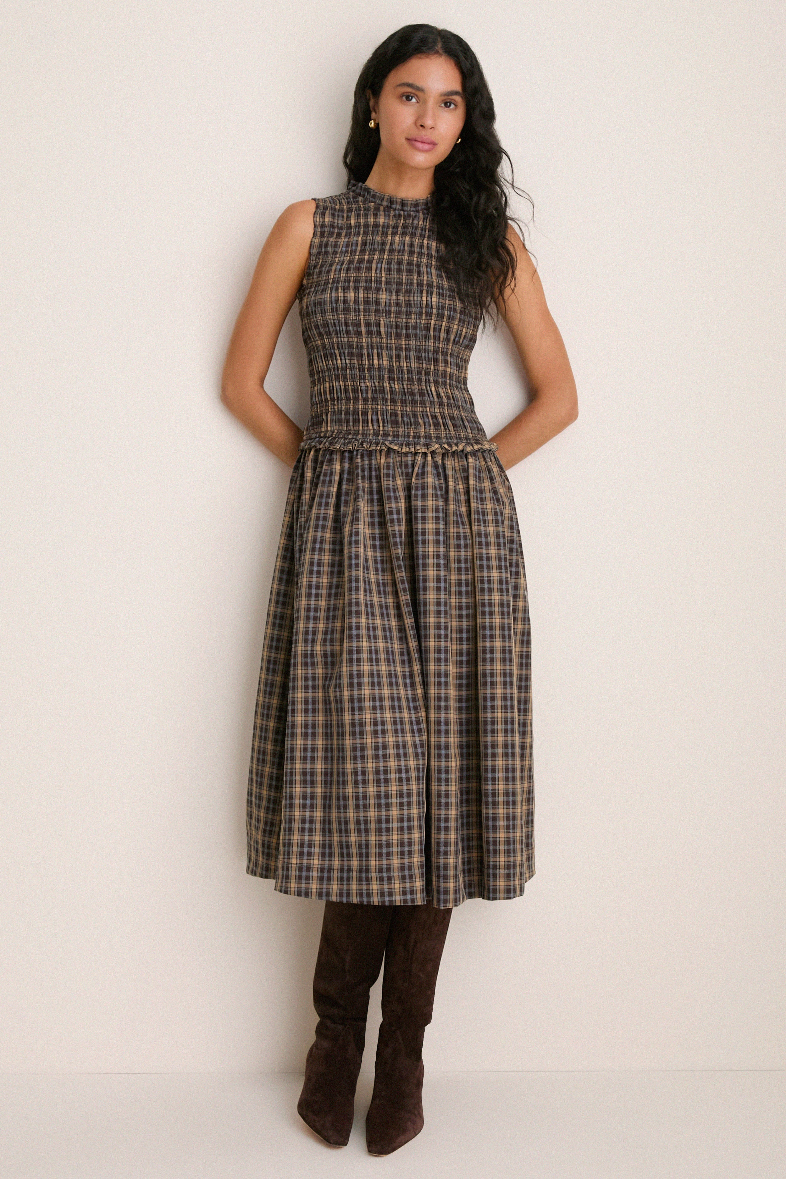 Harvest Tartan Smocked Olivia Midi Dress | Tuckernuck (US)