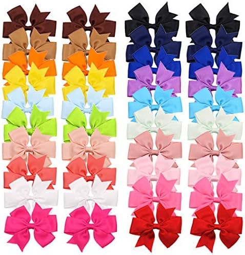 40pcs Boutique Grosgrain Ribbon Hair Bows with Alligator Clips for Baby Girls Toddlers Kids in Pairs | Amazon (US)