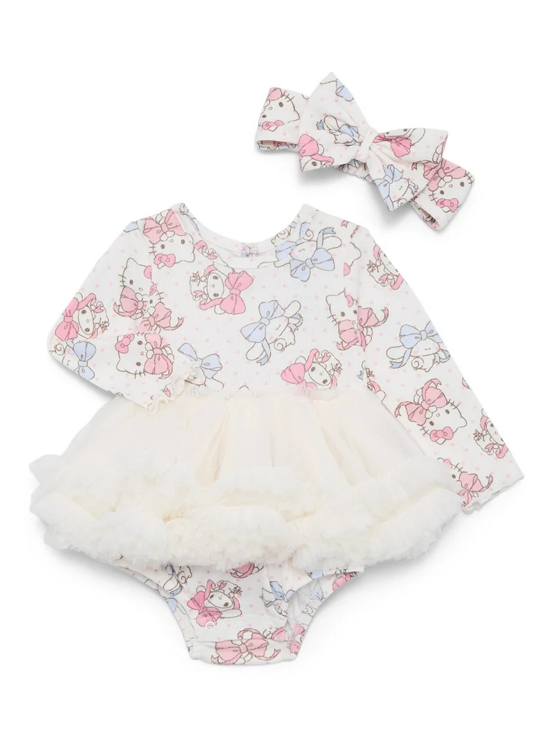 Hello Kitty and Friends Baby Girls Tutu Bodysuit and Matching Headband, 2 Piece, Sizes Newborn-24... | Walmart (US)
