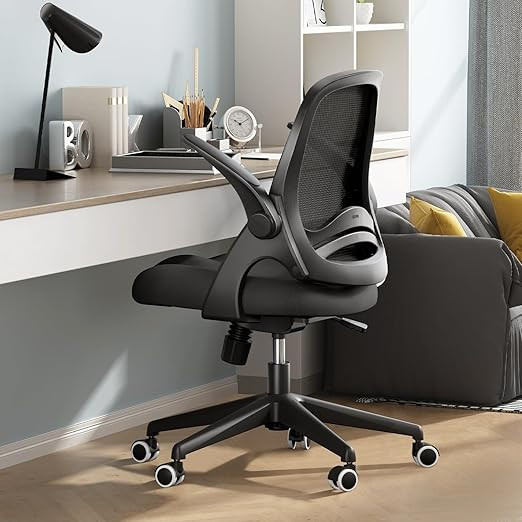 Hbada Office Chair with Flip-Up Armrests, Desk Chair with Saddle Cushion, Ergonomic Office Chair ... | Amazon (US)