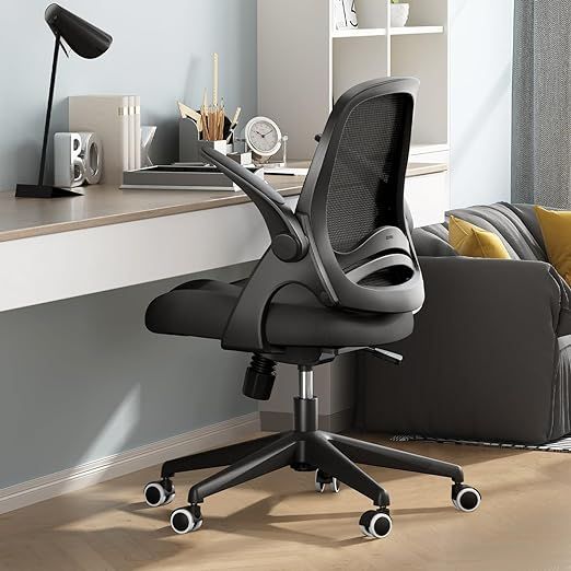 Hbada Office Chair with Flip-Up Armrests, Desk Chair with Saddle Cushion, Ergonomic Office Chair ... | Amazon (US)