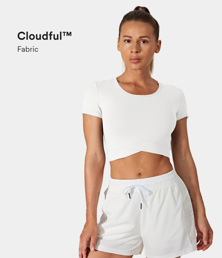 Women’s Cloudful™ Fabric Crossover Hem Cropped Sports Top - Halara | HALARA