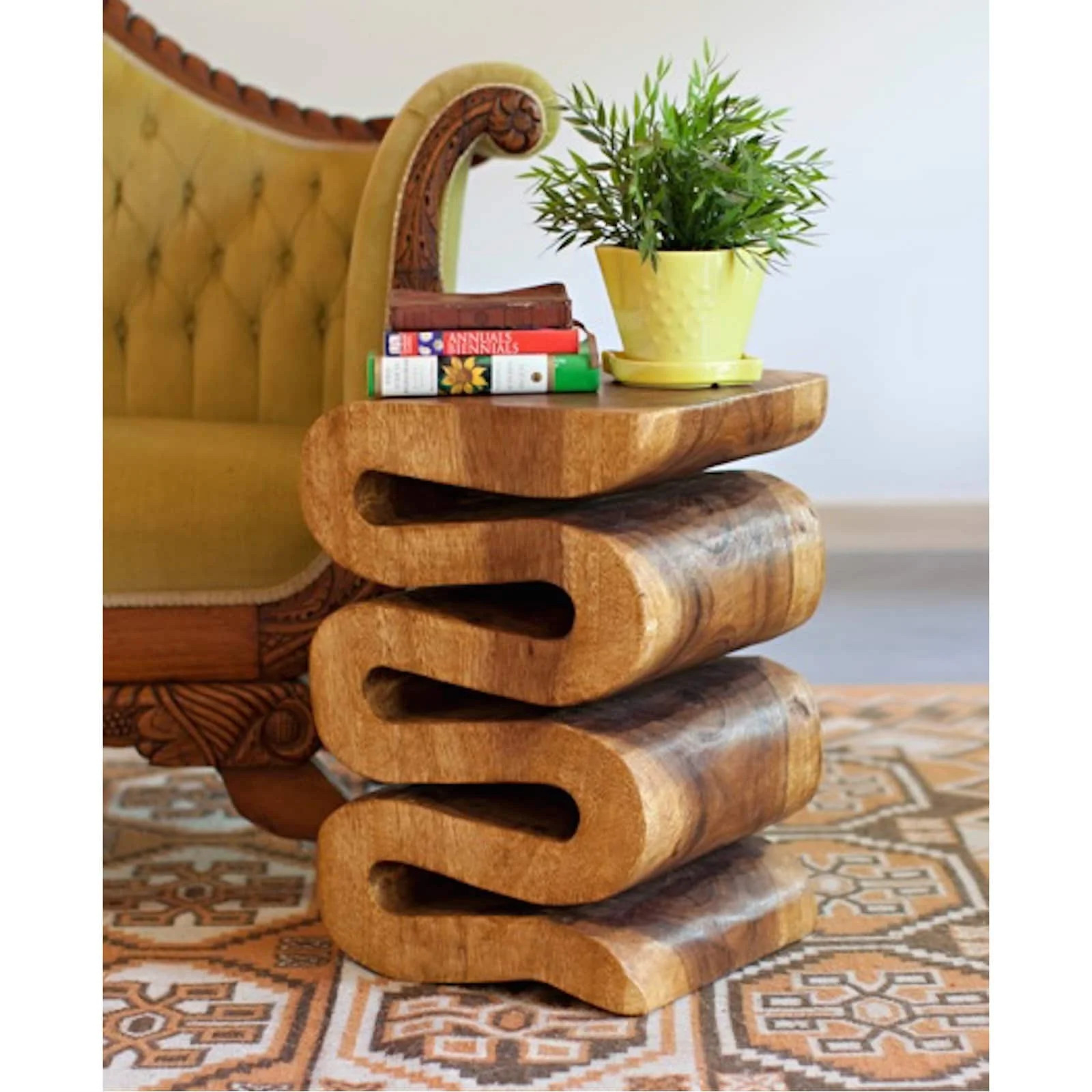 Haussmann® Wood Wave Verve Accent Snake Table 14x14x20 in H Walnut Oil - Walmart.com | Walmart (US)