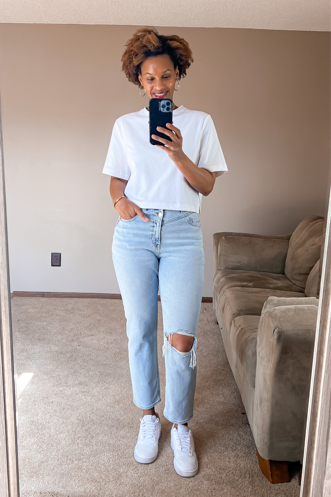 Loving this boxy tee and mom jeans combination. Tee comes in multiple colors .

#LTKSeasonal #LTKstyletip