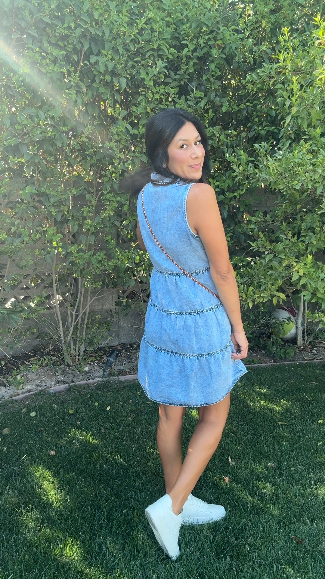 It’s fall, but still 100 degree weather. So here’s my fall outfit. Love the easy denim dress. Paired with simple white sneakers and a red purse for a pop of color  

#LTKItBag #LTKStyleTip #LTKSeasonal