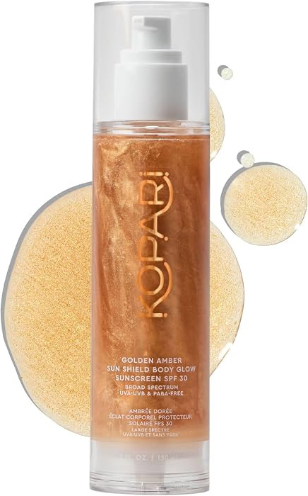 Kopari Sun Shield Body Glow, Broad Spectrum SPF 30, Lightweight Shimmering Gel Texture Absorbs Qu... | Amazon (US)
