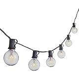 Sterno Home GL42958 Clear Globe Outdoor Incandescent String Lights G40 Bulbs on Black Cord – for Bac | Amazon (US)