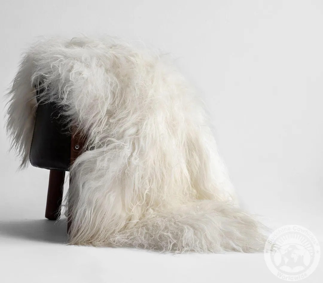 Real Icelandic Sheepskin Hide - Natural White Pelt With Long Hair | Cozy Rug, Stylish Throw, or U... | Etsy (US)