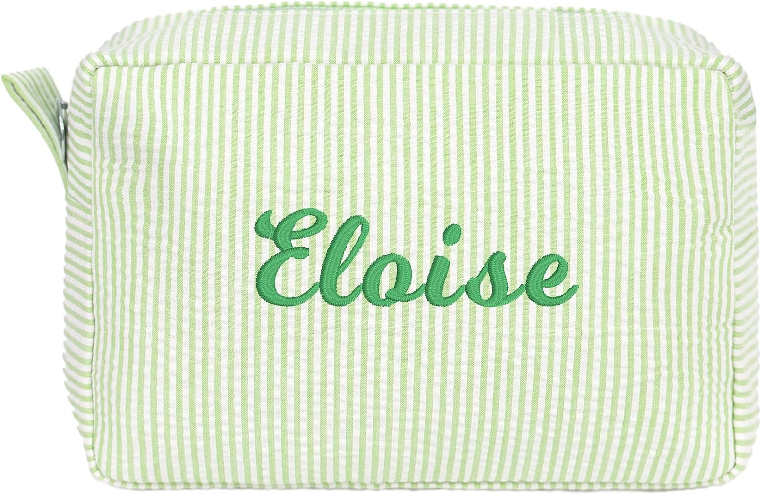 MT WORLD Personalized Makeup Bag Cute Cotton Cosmetic Bag for Women Seersucker Bridesmaid Travel ... | Amazon (US)