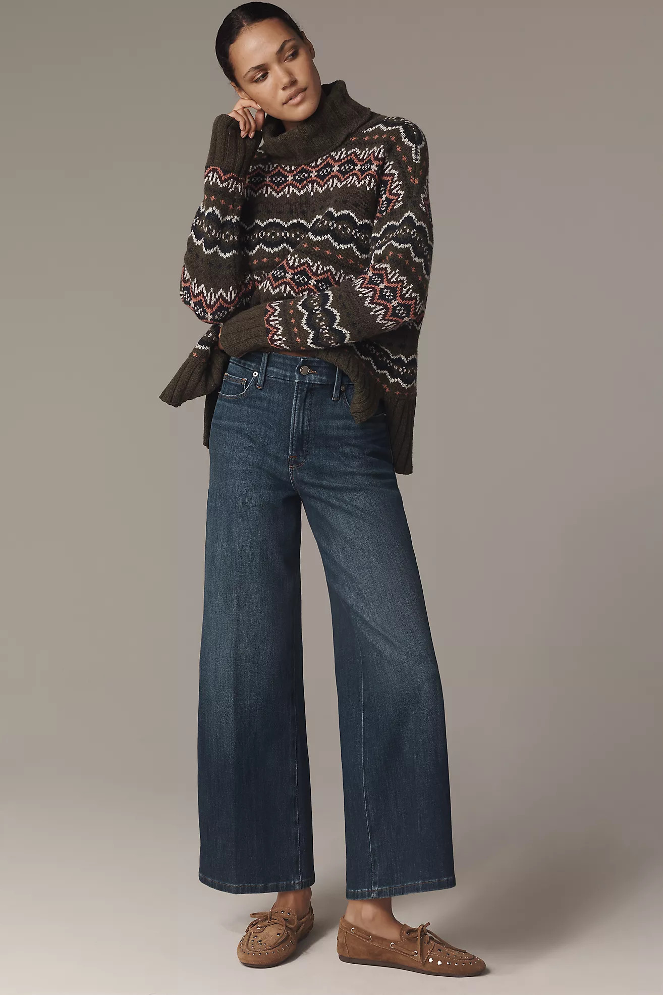 Good American Soft Tech Good Waist Palazzo Crop Jeans | Anthropologie (US)