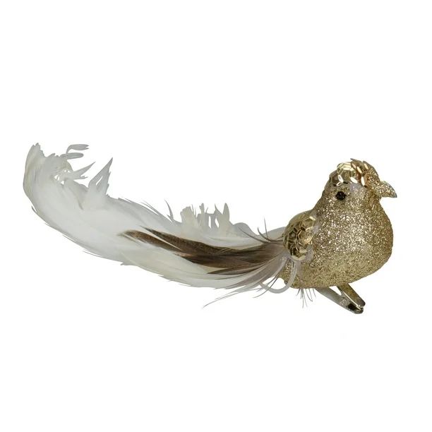 6" Gold and White Embellished Bird With Clip Christmas Ornament - Walmart.com | Walmart (US)