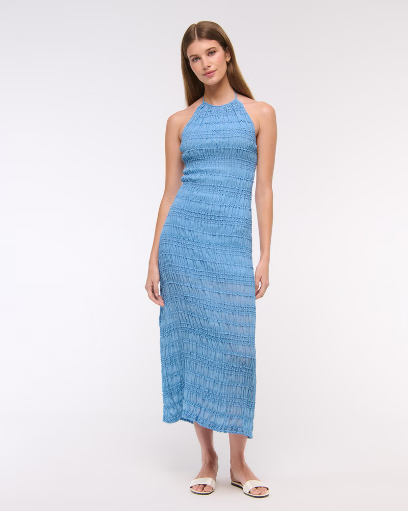 Halter Ruched Maxi Dress | Abercrombie & Fitch (US)