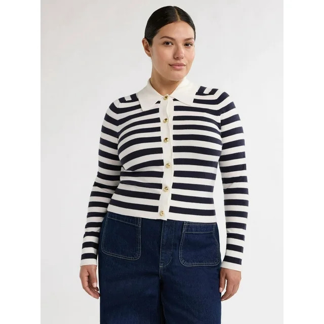 Free Assembly Women’s and Women's Plus Cozy Yarn Collared Cardigan Sweater with Long Sleeves, L... | Walmart (US)