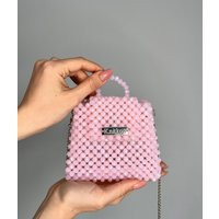 Handmade Pink Crystal Beaded Bag Luxury Mini Tote | Etsy (US)