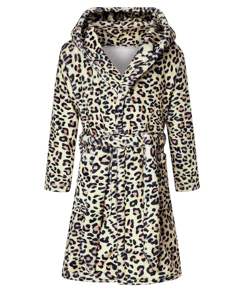 Funnycokid Girls Robes Plush Bathrobe Fleece Hooded Kids 4-14 Years | Amazon (US)