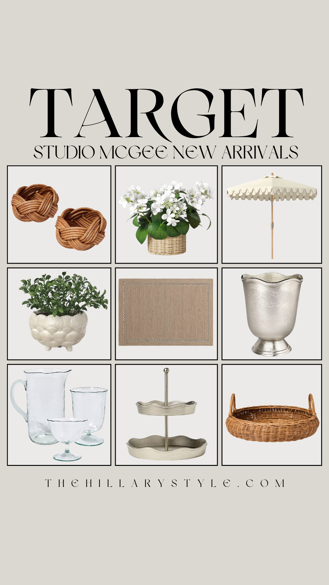 New Studio McGee x Target Outdoor Collection

Elevate your outdoor living space with the new arrivals from Studio McGee for Target. This collection features a beautiful blend of natural textures, classic shapes, and versatile neutral tones, perfect for creating a cozy and stylish patio or backyard retreat. From the chic scalloped umbrella to the woven planters and timeless glassware, each piece is designed to bring a touch of that signature Studio McGee modern-meets-traditional aesthetic outdoors. Create a welcoming atmosphere with these affordable finds, ideal for entertaining and relaxing under the sun. Don't miss out on these must-have pieces to upgrade your summer setup! 

 #studiomcgeetarget #targetfinds #outdoorliving #patiosetup #summerdecor #targetstyle #elevatedbasics #backyardgoals #studiomcgee #coastaldecor #TheHillaryStyle 

#LTKSeasonal #LTKHome