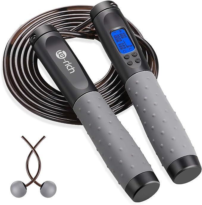 Te-Rich Jump Rope, Weighted Jump Rope for Fitness, Skipping Rope with Counter - Heavy Handles, Ad... | Amazon (US)