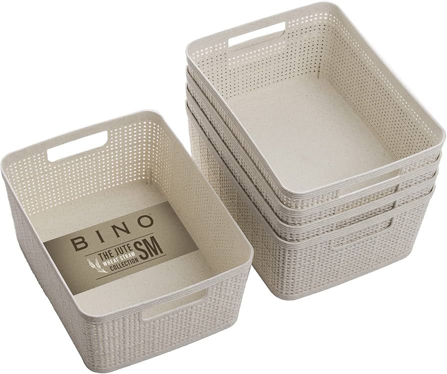 BINO | Woven Plastic Basket | Small (Natural), 5-Pack | THE JUTE COLLECTION | Home Organization, ... | Amazon (US)