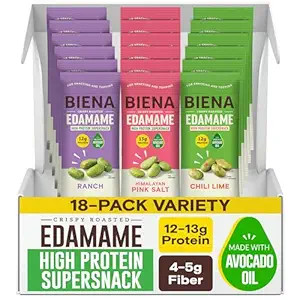 Biena Edamame Beans Snack High Protein Snacks – Healthy Office Snacks For Adults and Kids, 12g ... | Amazon (US)