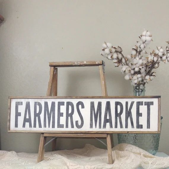 Farmers Market Sign, Farmhouse Decor, Farmhouse Kitchen, Farmhouse Signs, Wooden Sign, Custom Woo... | Etsy (US)
