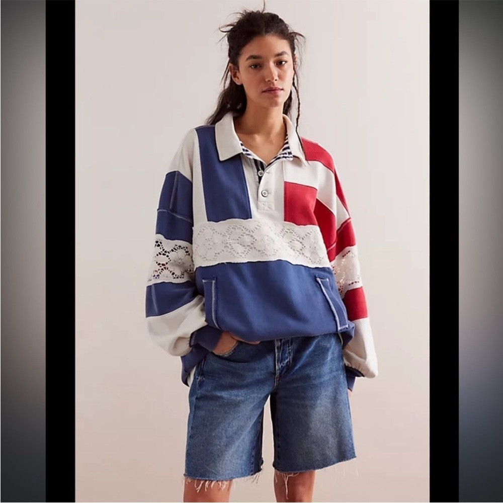 Free People We The Free American Dream Polo size small oversized nwot | Poshmark