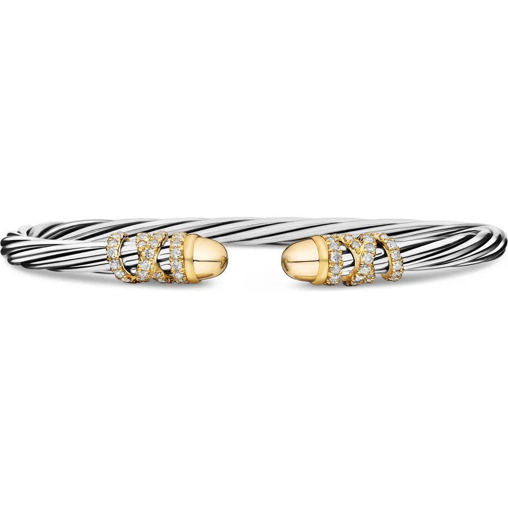 David Yurman Helena Bracelet in Sterling Silver & 18K Gold with Diamonds, 4mm in Gold/Silver/Gold Dome at Nordstrom, Size Small | Nordstrom