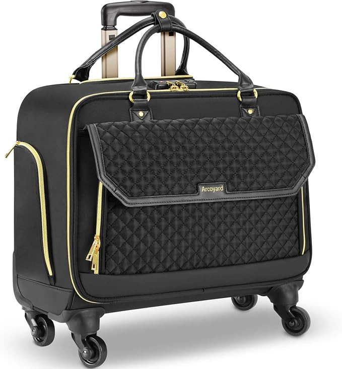 Rolling Laptop Bag, Briefcase for Women and Men with 4 Spinner Wheels and Handle, Roller Computer... | Amazon (US)