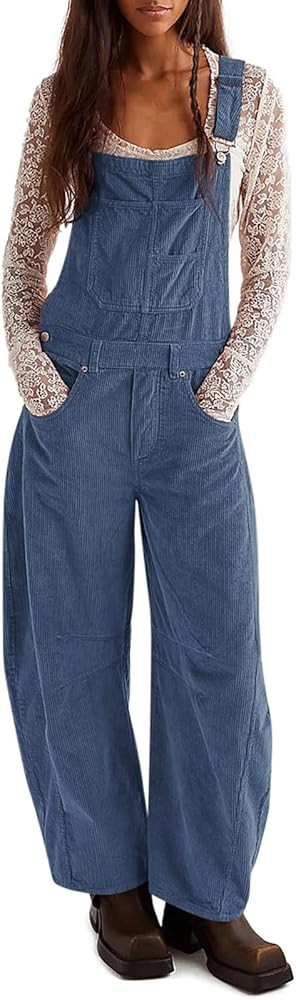 Yousify Overalls for Women Loose Fit Wide Leg One Piece Jumpsuits Casual Fleece Bib Overall with ... | Amazon (US)