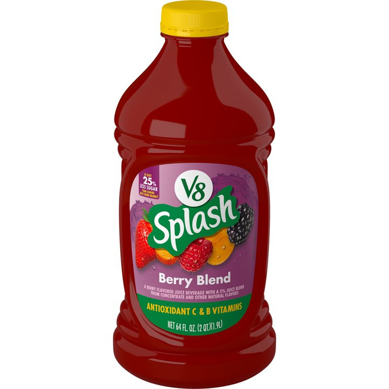 V8 Splash Berry Blend Flavored Juice Beverage, 64 FL OZ Bottle - Walmart.com | Walmart (US)