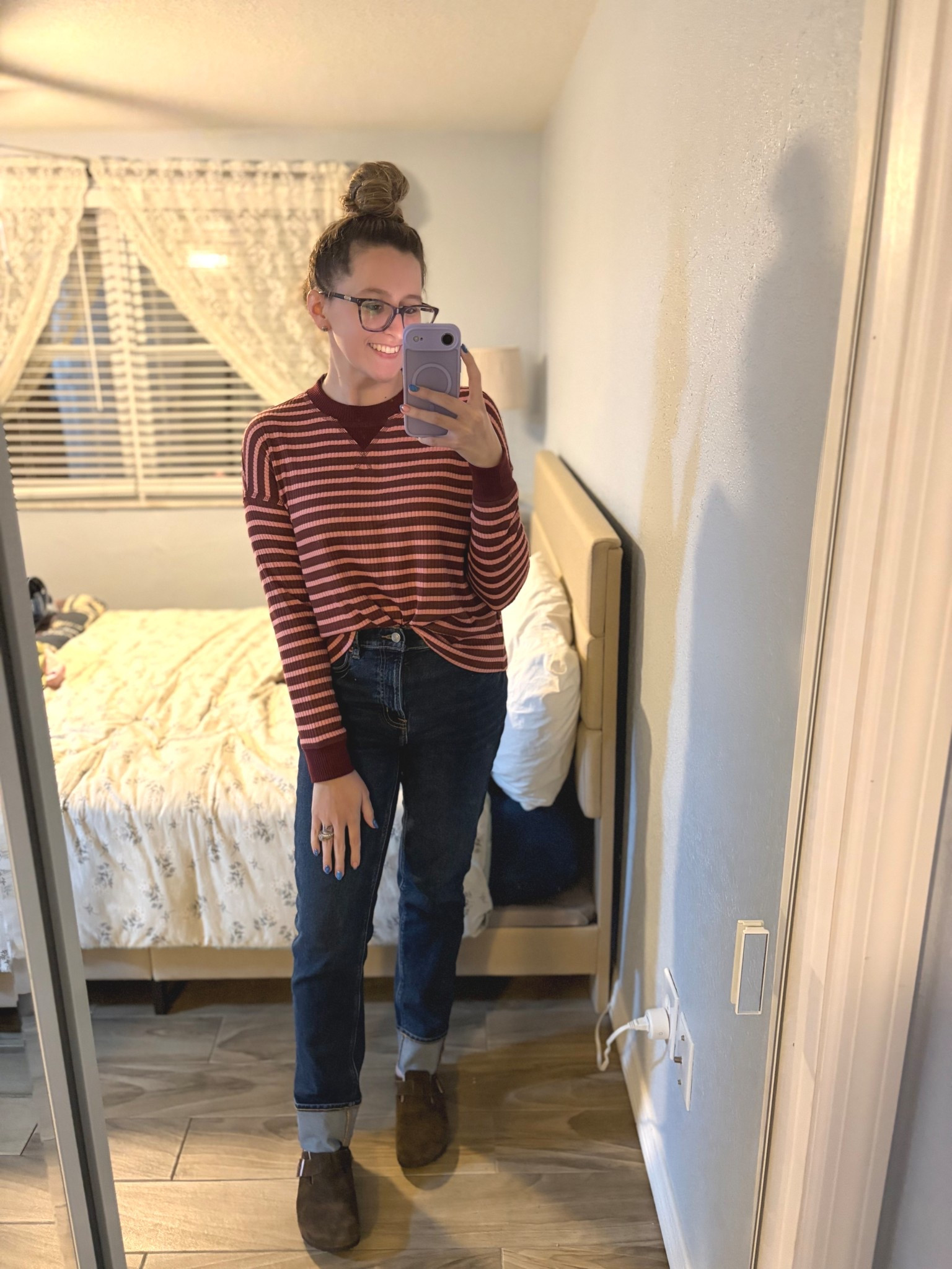 Another great American Eagle find! I fell in love with these jeans and this striped shirt is so soft and cozy  

#LTKootd #LTKFindsUnder50 #LTKFindsUnder100