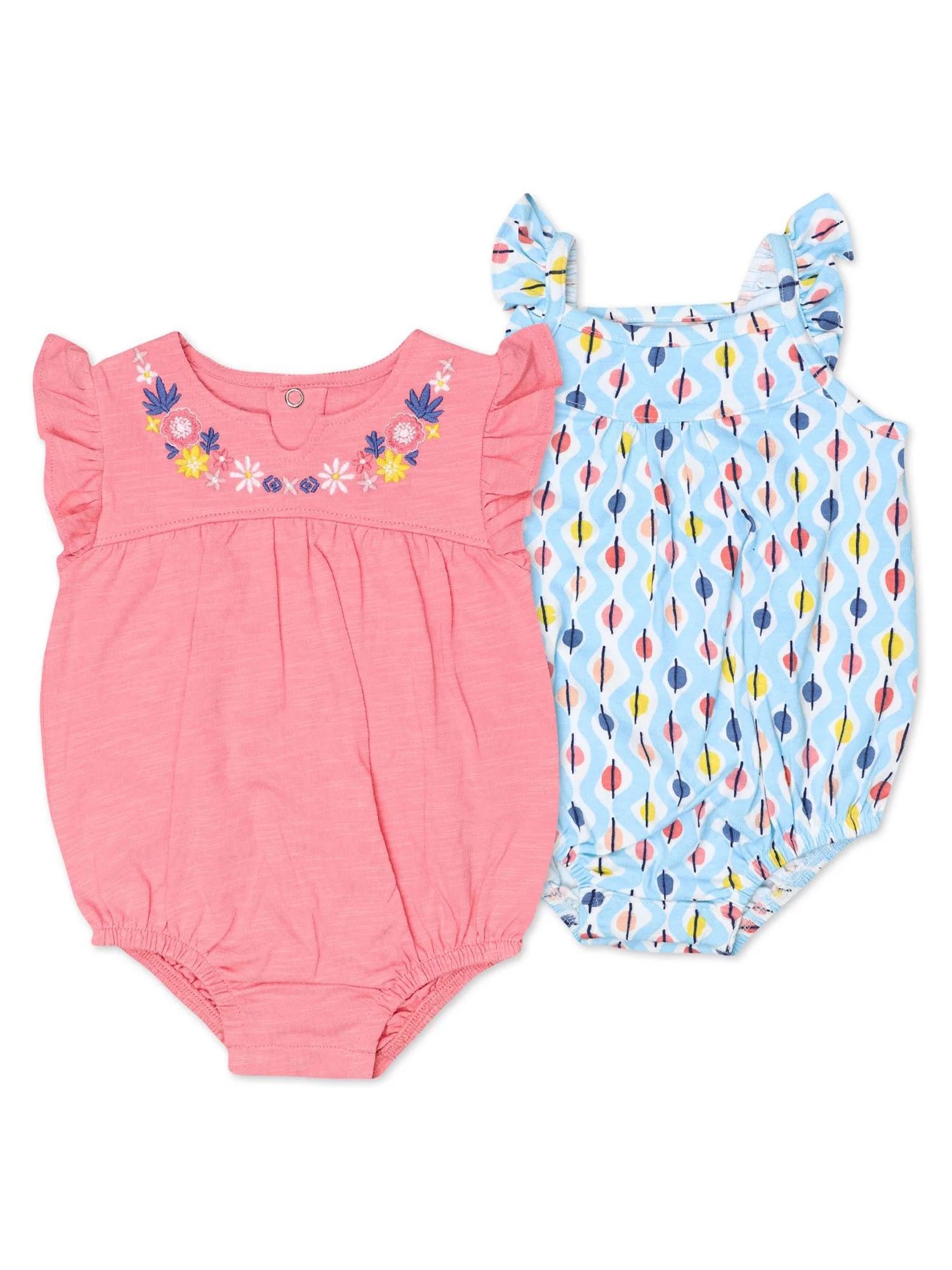 Mac & Moon Baby Girl 2 Pk Rompers, Sizes Newborn-24 Months | Walmart (US)