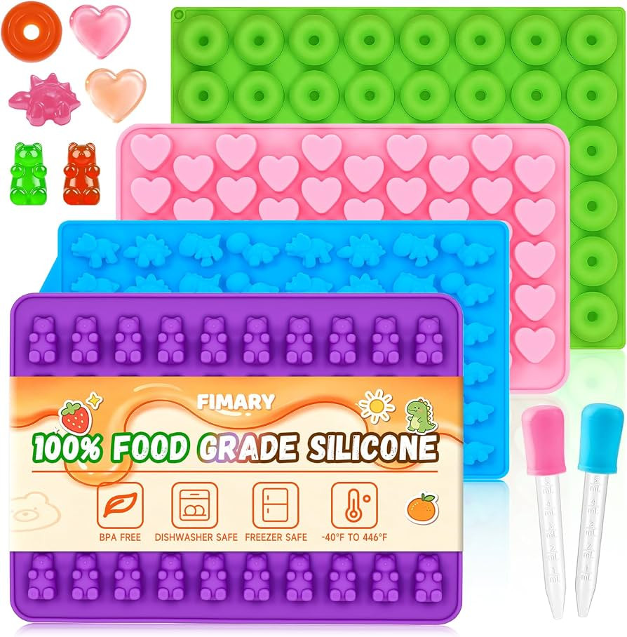 Gummy Bear Molds Silicone Mini Size, Non-stick Chocolate Candy Gummy Mold with 2 Droppers Includi... | Amazon (US)