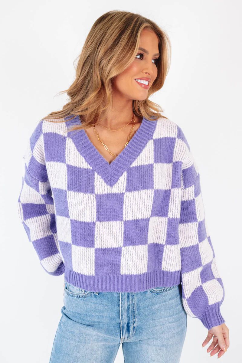 Check It Out Sweater - Purple | The Impeccable Pig