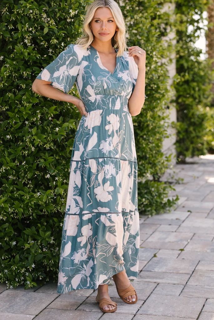 Walk On The Beach Natural White Floral Maxi Dress | The Mint Julep Boutique