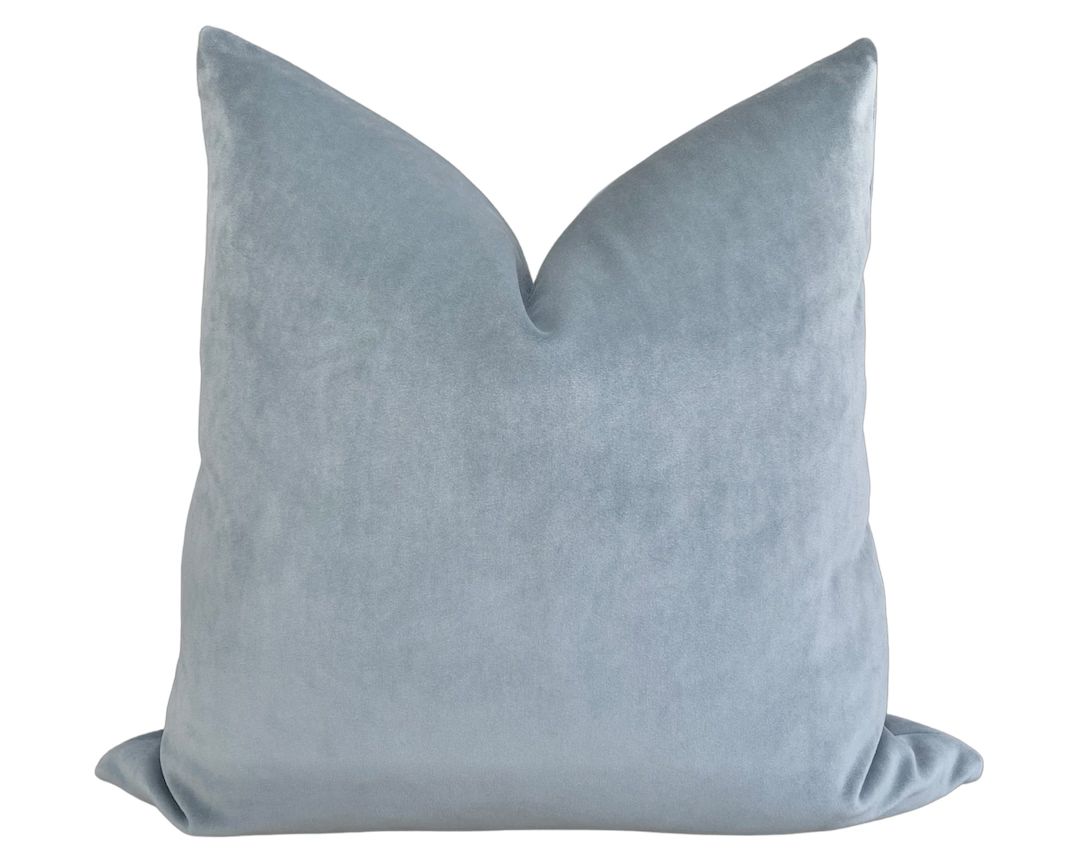PLUSH Dusty Blue Velvet Pillow Cover - Light Blue - Velvet Pillow - Throw Pillow - Pillow Cover | Etsy (US)