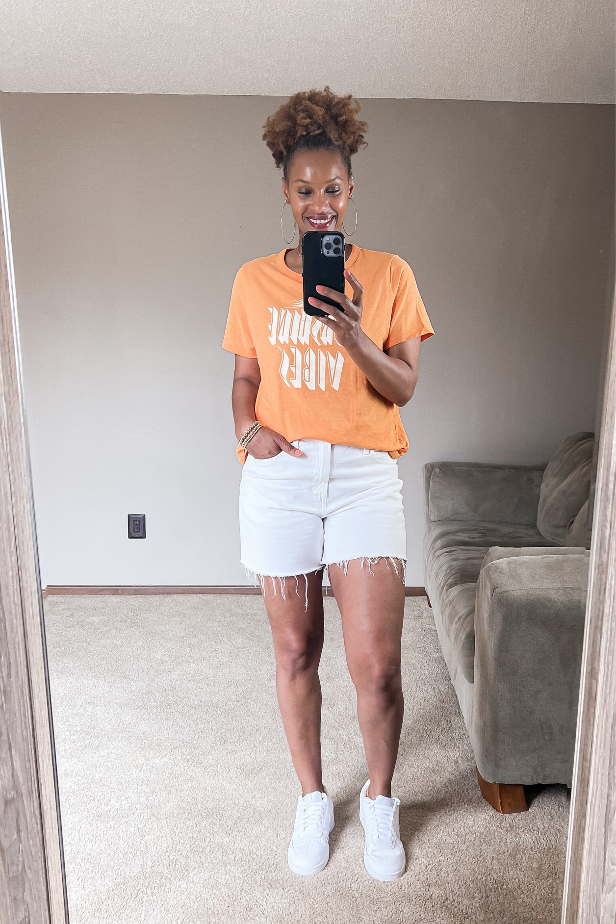 Great color and  casual summer outfit in this “sunshine vines” graphic tee and denim shorts

#LTKSeasonal #LTKstyletip