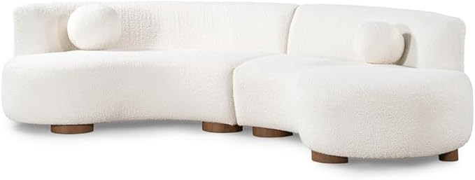 Classic Home Octavia Ivory Fabric Upholstery Sectional Sofa with Retro Curves | Amazon (US)
