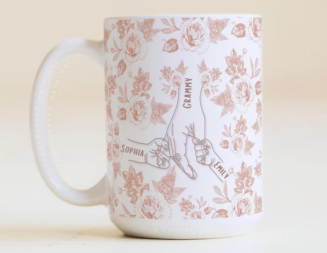 Dusty Rose Mother's Day Mug Gift From Grandkids Names Mug Unique Present for Grandma Personalized... | Etsy (US)