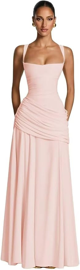 Chiffon Spaghetti Straps Bridesmaid Dresses for Women 2026 A Line Corset Long Formal Evening Gown... | Amazon (US)