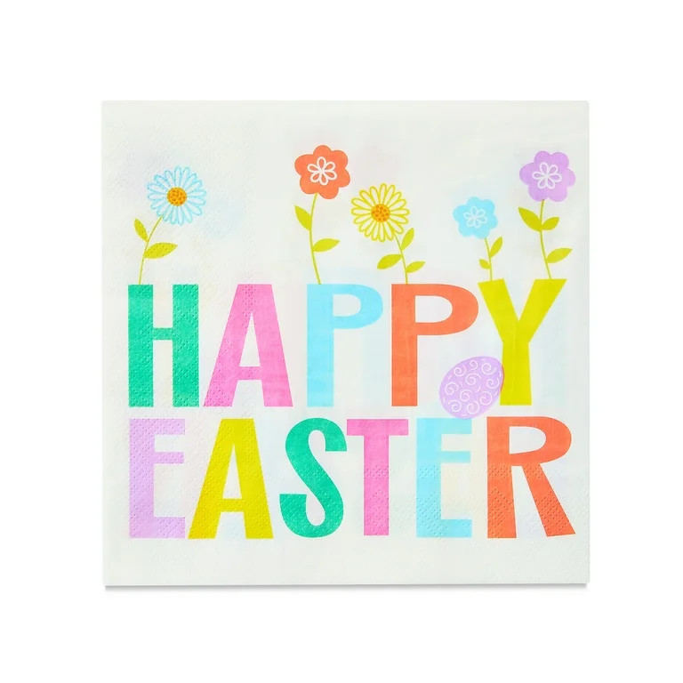 Easter Multicolor Happy Easter Disposable Paper Napkins, 6.5 in x 6.5 in, 16 Count, by Way To Cel... | Walmart (US)