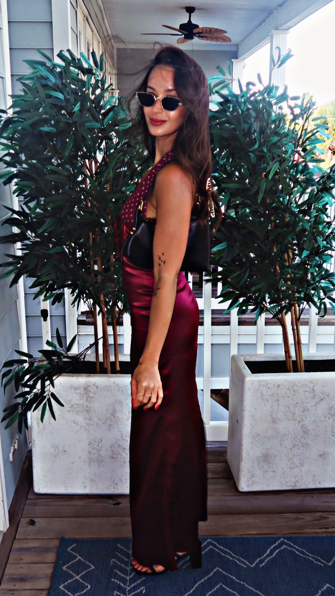 A fall dinner outfit I’ll absolutely be repeating 🍷 This burgundy satin dress is such a good transitional piece for late summer into fall. The polka dot detail, halter neckline and maxi length make it feel elevated, elegant and a little sexy. And this Steve Madden mixed metal shoulder bag has quickly become a favorite. It fits so much, sits comfortably on my shoulder and is lightweight enough that I barely notice I’m carrying it.

#FallFashion #DinnerOutfit #BurgundyDress #SatinDress #ShoulderBag

#LTKootd #LTKTravel #LTKSeasonal
