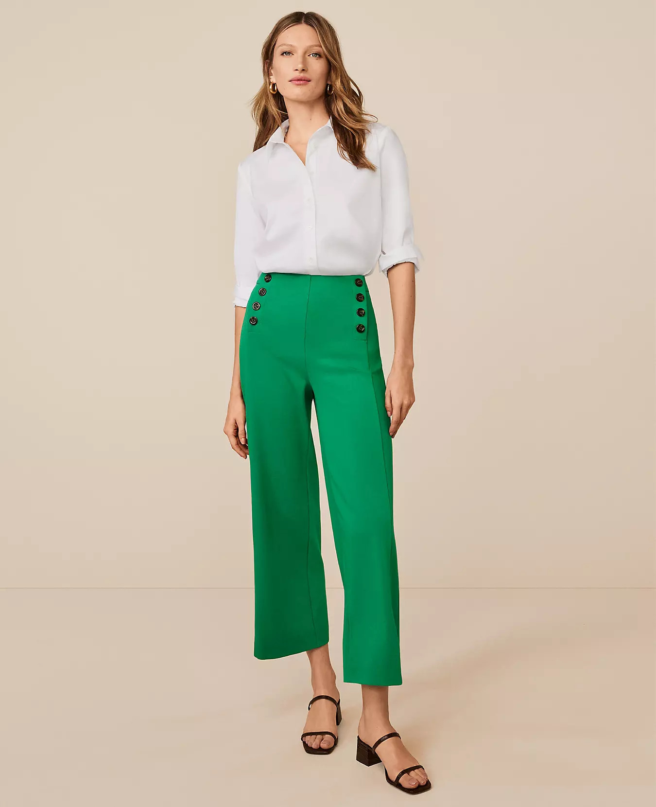 The Petite High Rise Wide Leg Crop Sailor Pants | Ann Taylor (US)