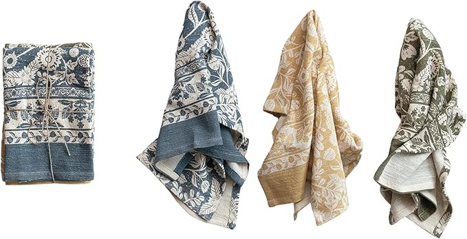 Creative Co-Op Blossom Cotton Tea Towel, Multicolor, Set of 3 | Amazon (US)